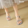 ZHR时尚一字凉鞋2025新款洋气ins水钻凉鞋百搭仙女风粗跟凉鞋轻便 商品缩略图8