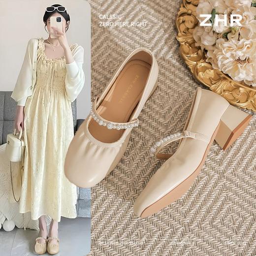 ZHR则则法式优雅闪钻链条玛丽珍鞋女鞋2025新款时髦柔软粗跟单鞋 商品图0