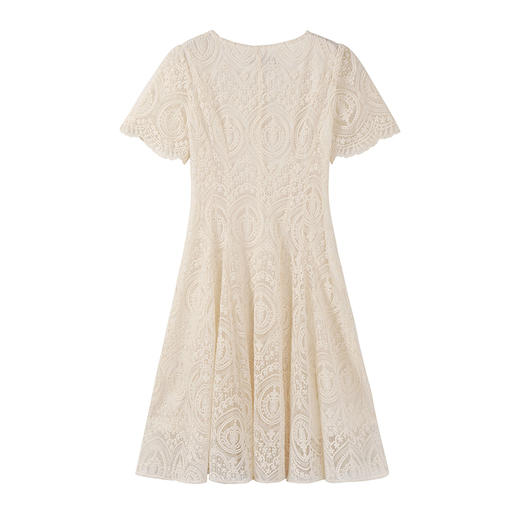 奢姿大码女装2025夏季温柔风蕾丝连衣裙胖妹妹方领法式气质裙子9952853248 商品图1