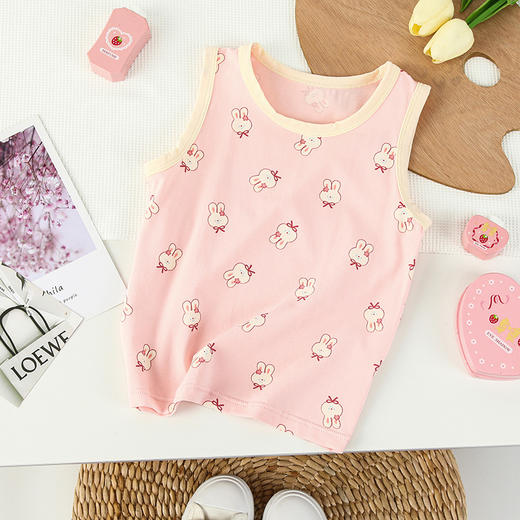 39.9/3件 纯棉莱卡背心A类 夏季薄款卡通印花小孩男女童中小童无袖打底衫 商品图13