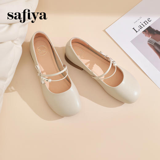 预售7天|Safiya/索菲娅2025法式温柔风浅口方圆头百搭玛丽珍单鞋SFD1111401 商品图5