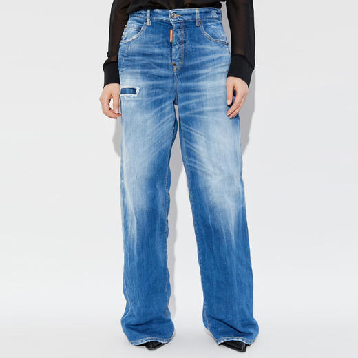 DSQUARED2 女士 Traveller  徽标标签休闲牛仔裤 浅蓝色 S72LB0857 S30342 470 商品图1