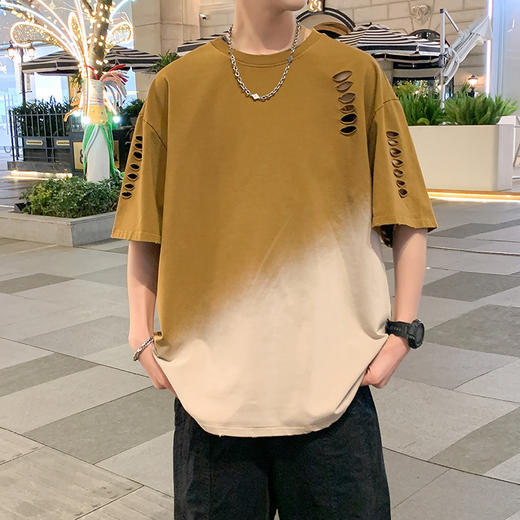 【棉质】【DYY】大依优型大码圆领短袖T恤夏季加肥加大肥佬休闲宽松透气弹力男装上衣潮款 商品图1