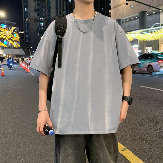 【棉质】【DYY】大依优型大码圆领短袖T恤夏季加肥加大肥佬休闲宽松透气弹力男装上衣潮款 商品图0