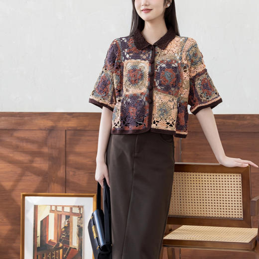 苏苏姐家梦然方领开衫手工DIY钩针上衣蕾丝线毛线团自制材料包 商品图1