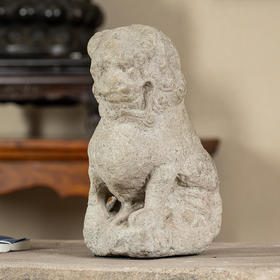 清 石雕狮子案头摆件