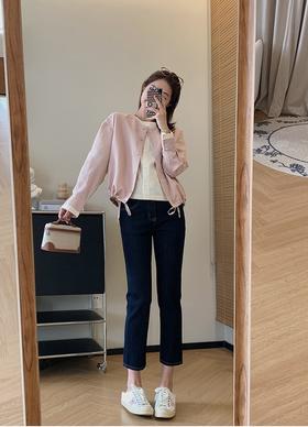 春夏砂洗天丝混纺撞色双门襟假两件宽松休闲外套