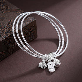 子佩集S999银【吉祥如意】手镯【SZ000725】纯银三个圈2503