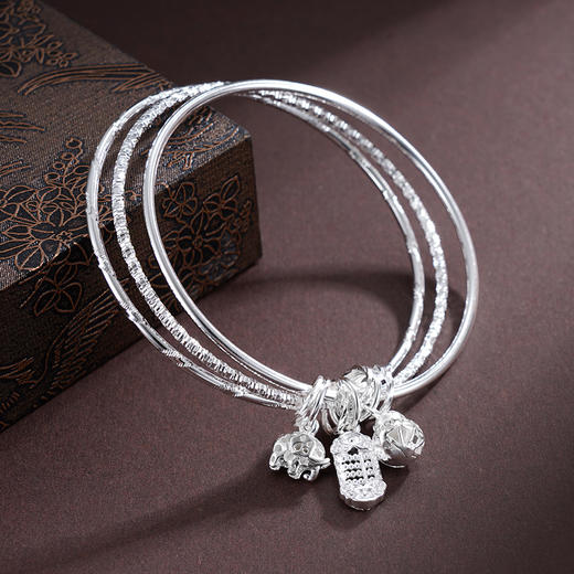 子佩集S999银【吉祥如意】手镯【SZ000725】纯银三个圈2503 商品图1
