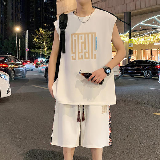 【套装】【DYY】大依优型大码圆领无袖背心短裤套装T恤夏季加肥加大肥佬休闲宽松透气弹力男装上衣潮款 商品图5