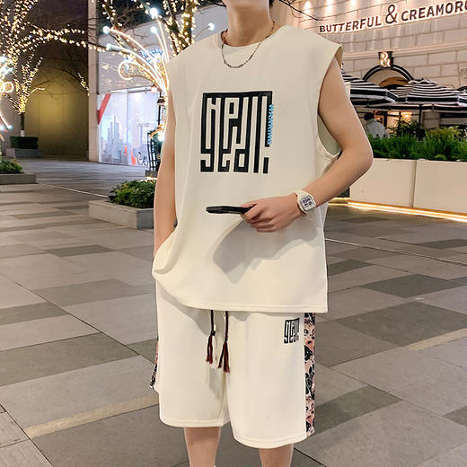 【套装】【DYY】大依优型大码圆领无袖背心短裤套装T恤夏季加肥加大肥佬休闲宽松透气弹力男装上衣潮款 商品图1