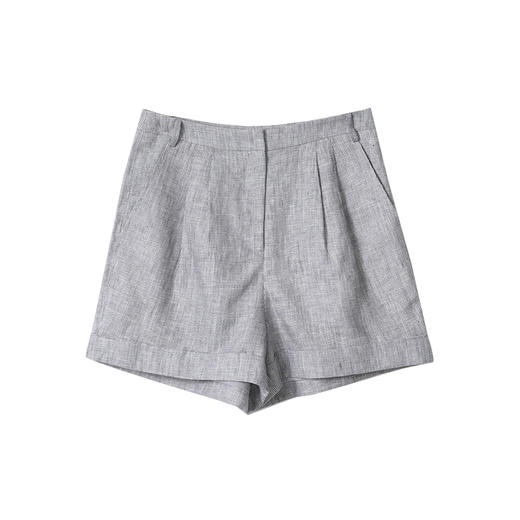 VIMAGE纬漫纪亚麻时尚摩登舒适灰色休闲宽松直筒短裤2025夏季新款V2305930 商品图5