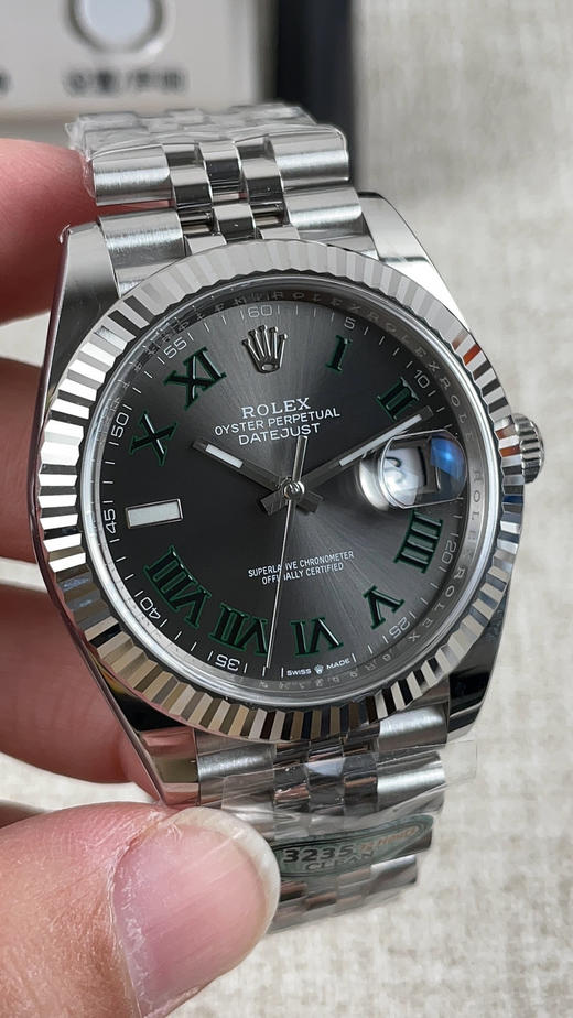 『v厂victory』C厂clean厂劳力士日志型系列m126334-0022腕表(绿罗&绿萝)，精钢表壳表链，深灰色表盘罗马时标，搭载3235型自动机械机芯，41毫米➕搭配正品一致的904进口精钢❕ 商品图14