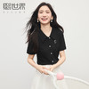 【专属特价】熙世界知识分子休闲风POLO领T恤女短袖刺绣体恤上衣2025夏日新款 商品缩略图0
