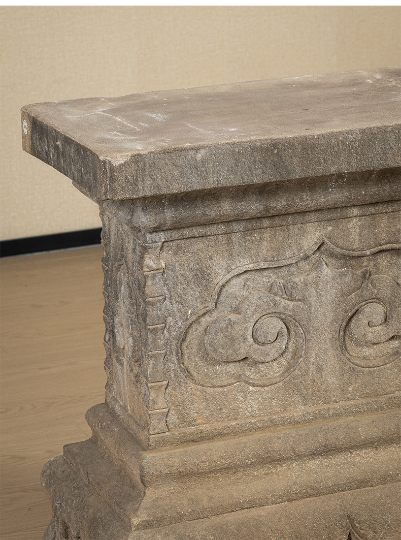 明 石雕如意云纹须弥座