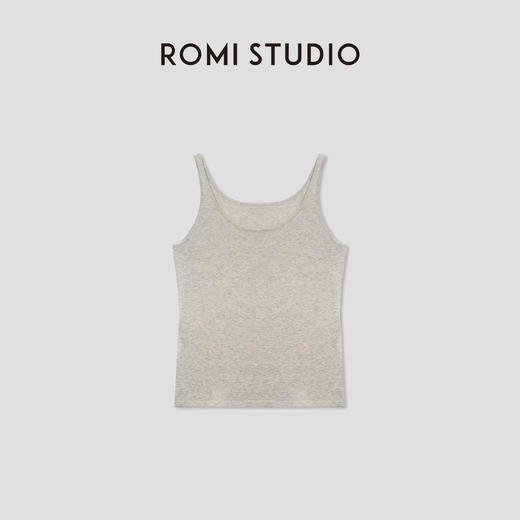 ROMI STUDIO”裸肤挚爱“16针单边棉麻混纺针织吊带背心 24SSM444 商品图0