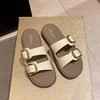 【敲好穿❗️复古勃肯拖鞋】夏季新款懒人拖鞋，质感好皮面，软糯脚感，超级透气，懒人百搭平底一字拖女款外穿皮带扣沙滩凉拖鞋QQ 商品缩略图4