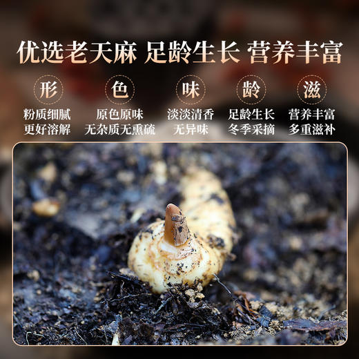 正品陕西汉中秦岭高山天麻粉150g300g仿野生种植超细粉高效吸收易溶解脑力劳动贴心守护滋补养生煲汤泡水 商品图3
