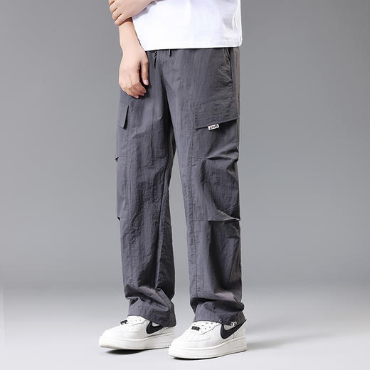 【DH】大依优型大码速干松紧腰直口休闲工装裤直筒加肥加大长裤胖子裤子夏季 商品图2