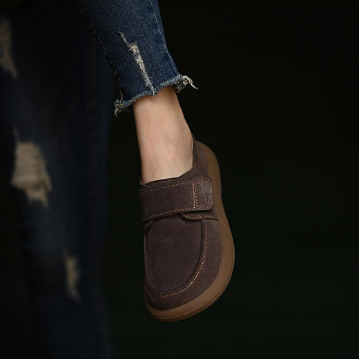 圆头复古文艺软皮休闲鞋！厚底勃肯鞋女款！2025四季一脚蹬乐福豆豆鞋 商品图2