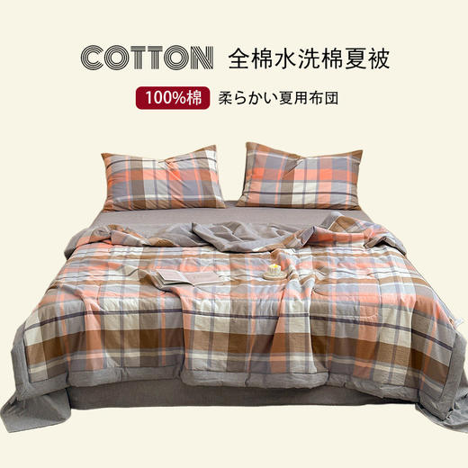 【格纹夏被】水洗棉夏凉被空调被子格纹全棉夏季薄被夏天被芯纯棉 商品图1
