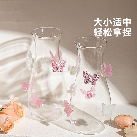 摩登主妇蝴蝶玻璃花瓶摆件客厅水养插花轻奢高级创意小众透明花瓶 商品图4