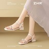 ZHR时尚一字凉鞋2025新款洋气ins水钻凉鞋百搭仙女风粗跟凉鞋轻便 商品缩略图4