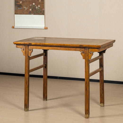 清早期 黄花梨镶瘿木夹头榫如意云纹酒桌 商品图1