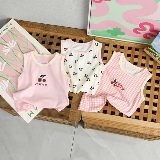39.9/3件 纯棉莱卡背心A类 夏季薄款卡通印花小孩男女童中小童无袖打底衫 商品图4