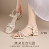 ZHR则则时髦水钻粗跟罗马凉鞋女鞋2025夏季新款优雅复古耐穿凉鞋 商品缩略图3