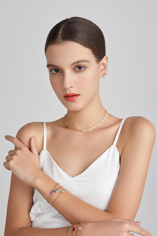 莓果硬糖 米珠彩宝金链拼接项链项链 商品图4