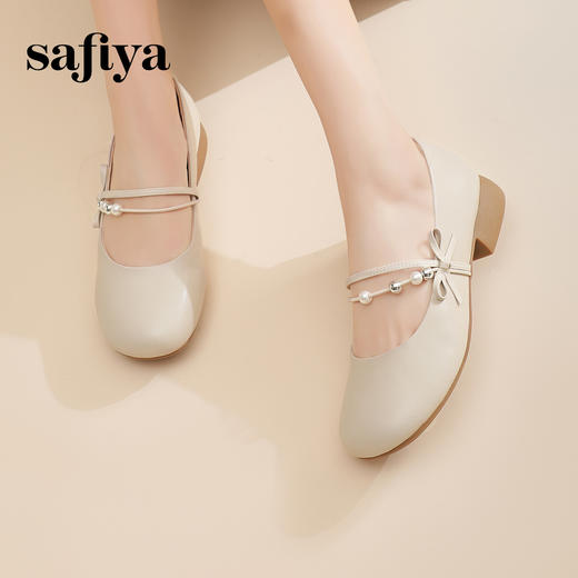 预售7天|Safiya/索菲娅2025法式温柔风浅口方圆头百搭玛丽珍单鞋SFD1111401 商品图1