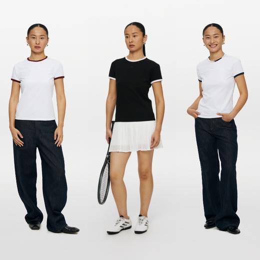 oneup撞色边合身短袖T恤 商品图4