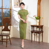古法连肩袖香云纱绿色高贵，雪纺修身旗袍TX8898 商品缩略图1