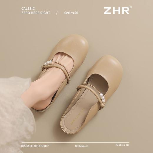 ZHR珍珠拖鞋女2025新款外穿平底网红包头拖鞋气质懒人一脚蹬单鞋 商品图8