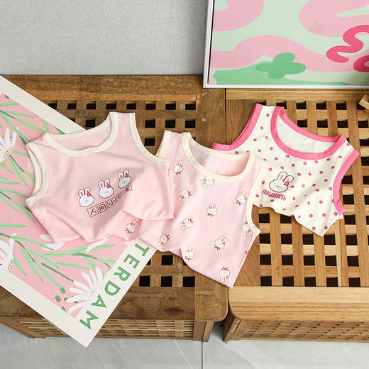 39.9/3件 纯棉莱卡背心A类 夏季薄款卡通印花小孩男女童中小童无袖打底衫 商品图0