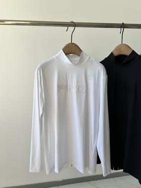 韩国🇰🇷高er夫PING男款速干衣，半高领设计，胸前立体LOGO，超显档次！后背也有logo点缀，高级感十足，客供面料，四面弹力，裸感十足，超舒适，透气性超好，吸湿排汗，跑步、健身，户外运动首选