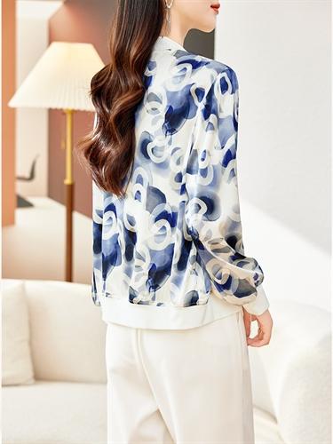 真丝印花开衫，夏季桑蚕丝上衫AS-0103 商品图2