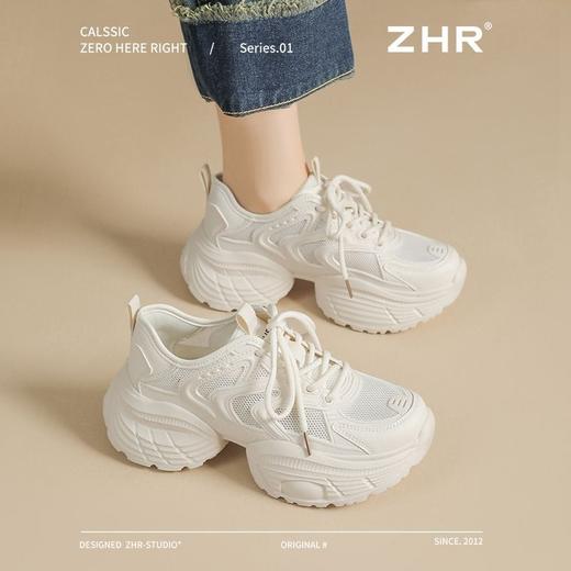 ZHR【5.5cm】网面透气老爹鞋女厚底增高运动女鞋轻便超软小白鞋女 商品图5