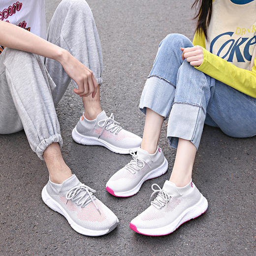 【性价比款】飞织一脚蹬鞋系带款 | 无缝一体3D针织鞋面、内里舒适、带孔透气不闷、豫胶底片弹性强、好穿舒适 商品图1