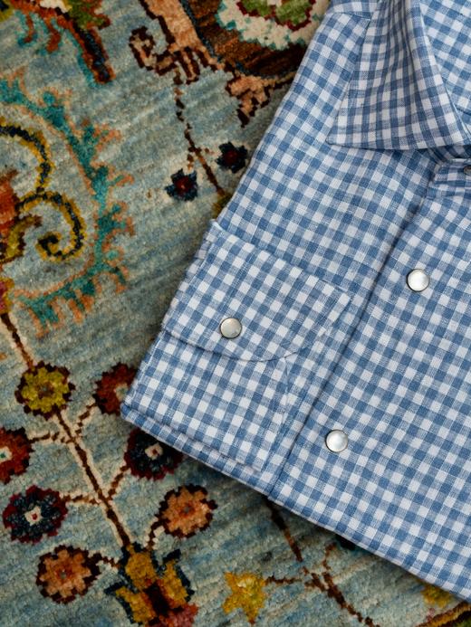 100Hands 蓝格亚麻衬衫 商品图2