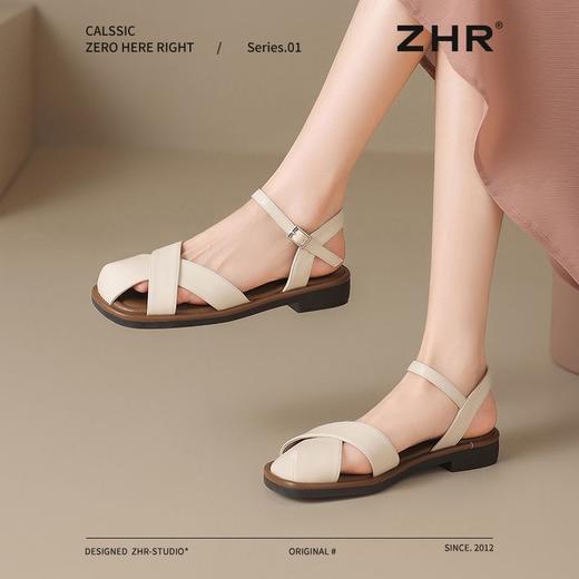 ZHR则则法式罗马风猪笼凉鞋女2025夏新款舒适透气平底半包头凉鞋 商品图4