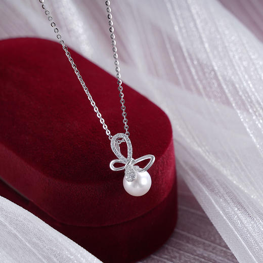 子佩集S925银珍珠套链【YL-5140】纯银项链蝴蝶结2503 商品图1