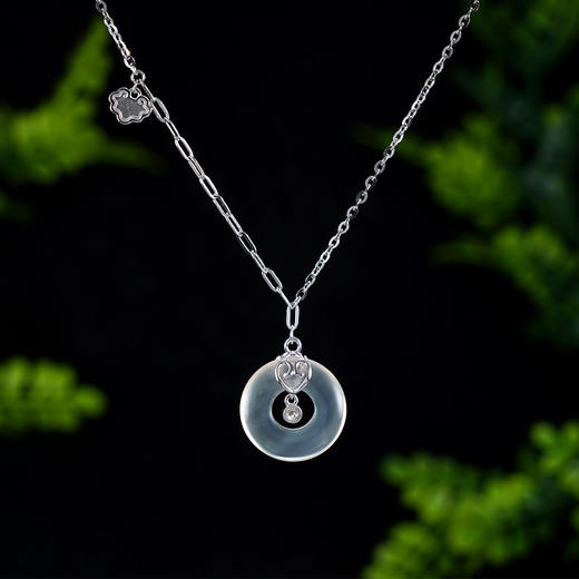 子佩集S925银【心水之好】套链【TL013869】纯银项链平安扣白玉髓2503 商品图2