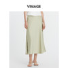 VIMAGE纬漫纪垂坠缎面高腰显瘦高级感百搭纯色半身裙夏季新款VB2406302 商品缩略图9