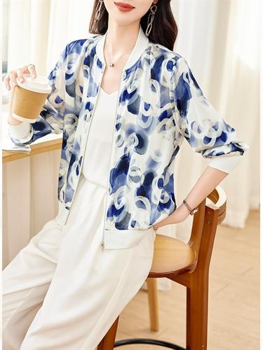 真丝印花开衫，夏季桑蚕丝上衫AS-0103 商品图1