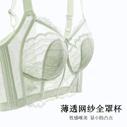 F1-【B-D杯】润微轻薄水晶杯薄款全罩杯大胸显小收副乳调整型女内衣无钢圈文胸  花落缤纷 商品图0