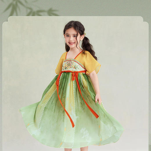 笛莎Deesha观山见女童连衣裙2025夏季女童国风古卷行连衣裙 商品图4