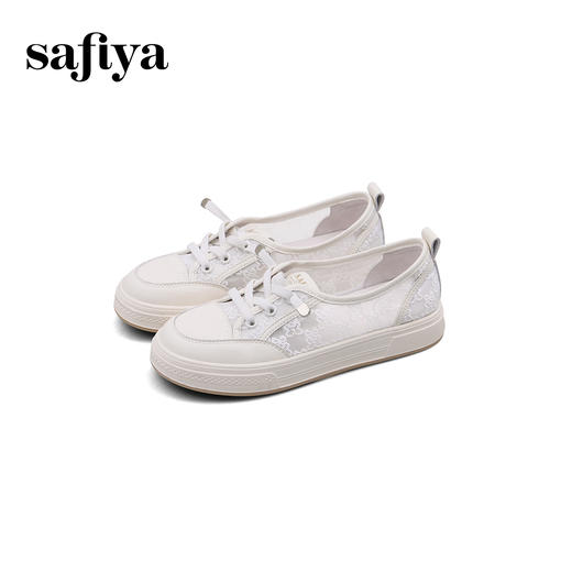 预售7天|Safiya/索菲娅2025春夏浅口百搭休闲蕾丝网面小白鞋SFD1112107 商品图7