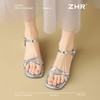 ZHR时尚一字凉鞋2025新款洋气ins水钻凉鞋百搭仙女风粗跟凉鞋轻便 商品缩略图9